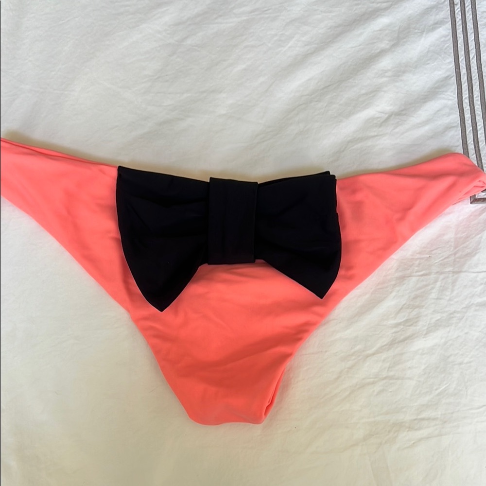 Lolli Coral and Black Bow Bikini Bottom